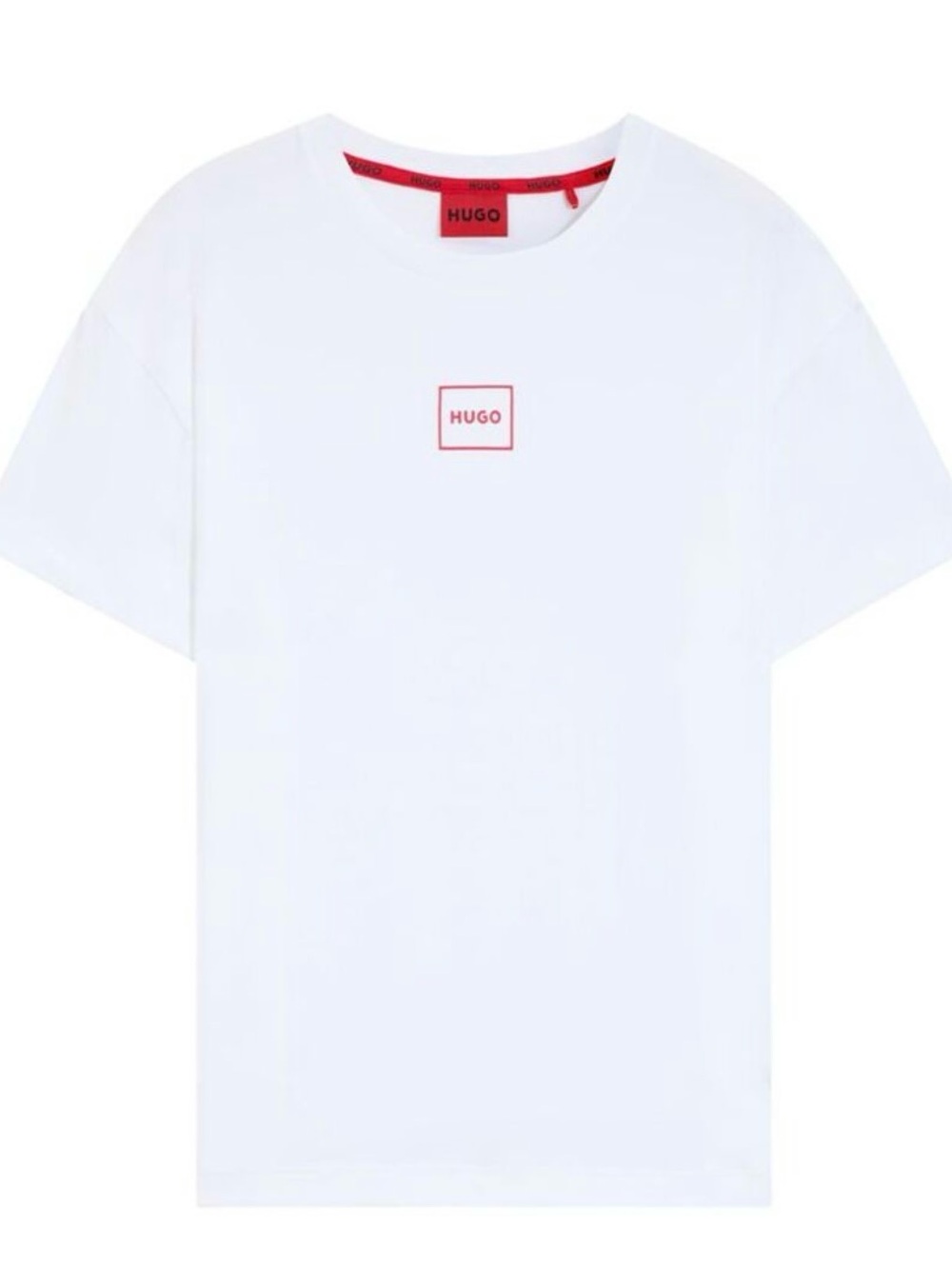 HUGO White Tee with Red Box Logo NWT